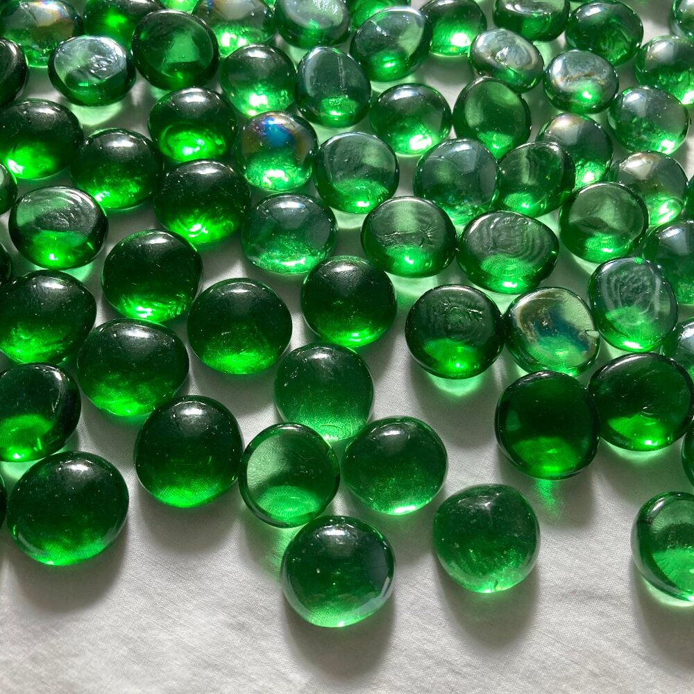 Green Glass Rounds for Mosaics, Crafts, or Home Decor